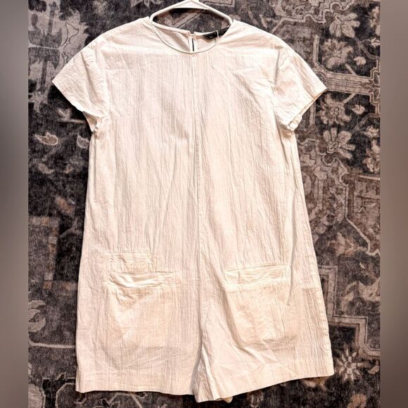 ZARA Trafaluc White Cotton Shorts Romper M - Picture 1 of 10